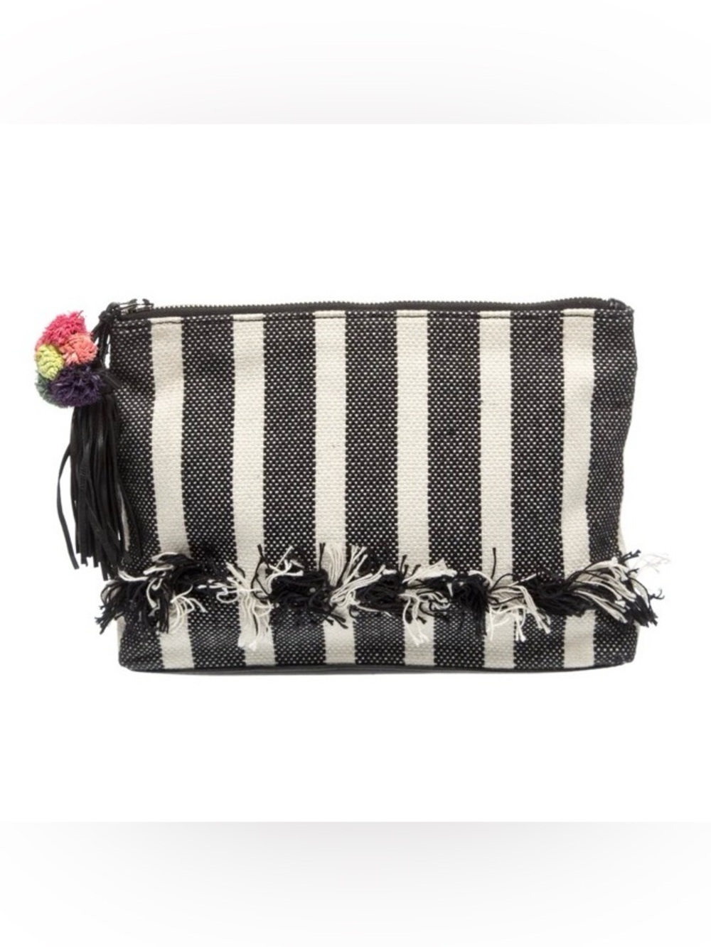 Loeffler Randall TSLPOUCH-WV Women's Woven Striped Tassel Pouch